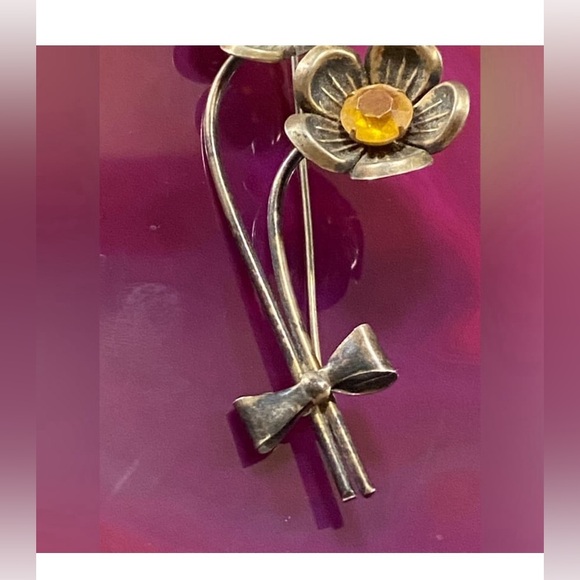 🏵️ Vintage Sterling Silver Vermeil Flower Brooch #6607 - Picture 3 of 6